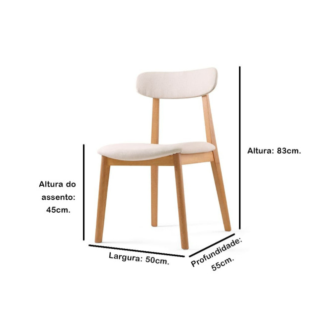 Cadeira de Jantar Cali 101 em Madeira Maciça com Encosto Estofado 