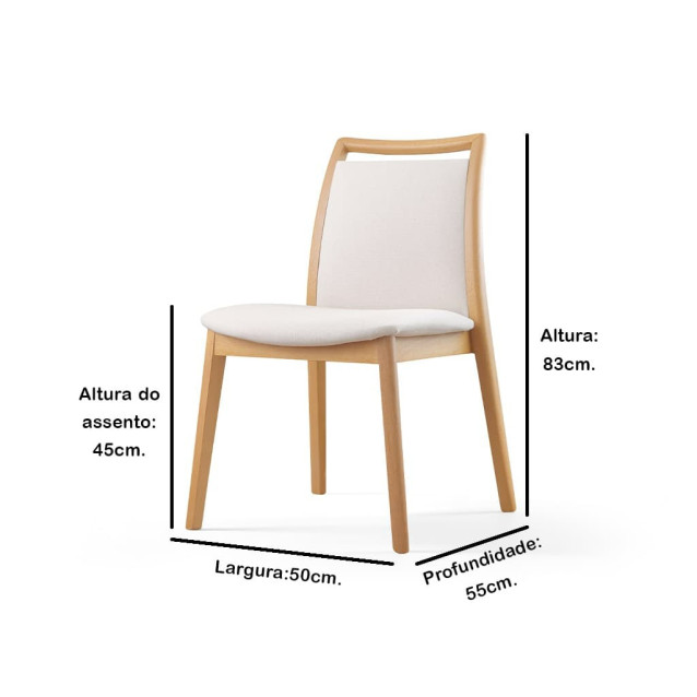 Cadeira de Jantar Saragoça 102 em Madeira Maciça com Encosto Estofado