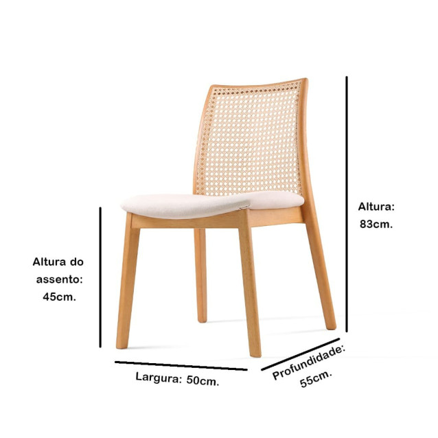 Cadeira de Jantar Saragoça 103 em Madeira Maciça com Encosto em Palha Tingida