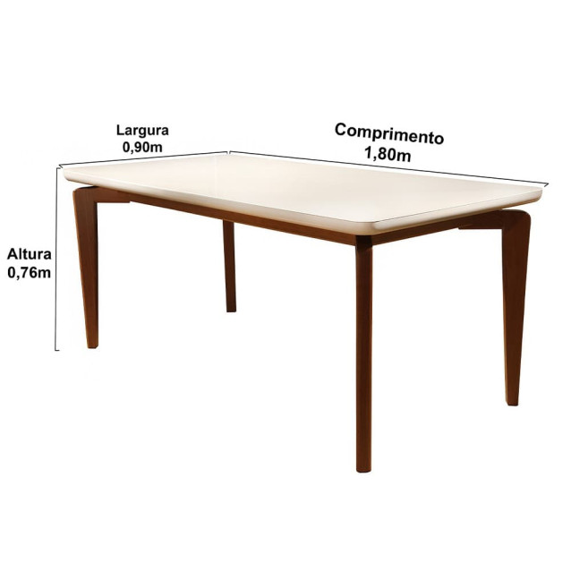 Conjunto Mesa de Jantar Florença 1,80 x 0,90m com 06 Cadeiras em Madeira Maciça