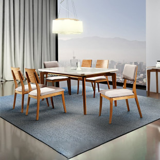 Conjunto Mesa de Jantar Florença 1,80 x 0,90m com 06 Cadeiras em Madeira Maciça
