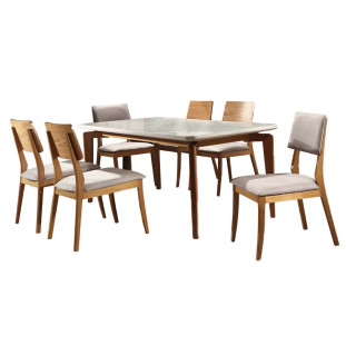 Conjunto Mesa de Jantar Florença 1,80 x 0,90m com 06 Cadeiras em Madeira Maciça