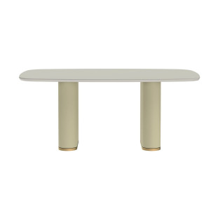 Mesa de Jantar Lintz 1,84mX1,10m Off White Fosco com Tecido Bege e Dourado - Móveis Província 