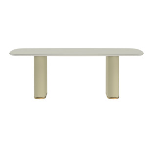 Mesa de Jantar Lintz 2,19mX1,10m Off White Fosco com Tecido Bege e Dourado - Móveis Província 