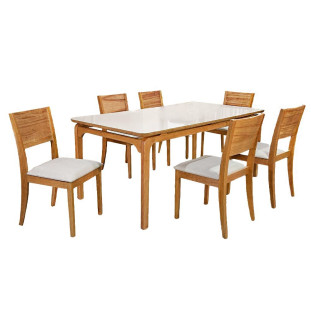 Conjunto Mesa de Jantar Diamantina 1,80mx0,90m com 6 Cadeiras em Madeira Maciça
