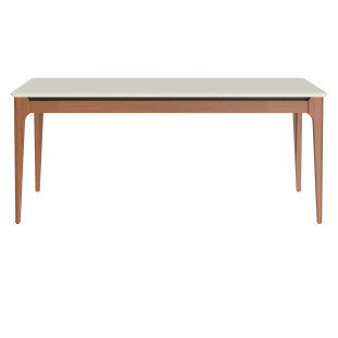 Mesa de Jantar Addar 1,84mX0,90m Vidro Off White com Natural - Móveis Província