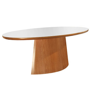 Mesa de Jantar Oval Arezzo Tampo Laqueado com Vidro